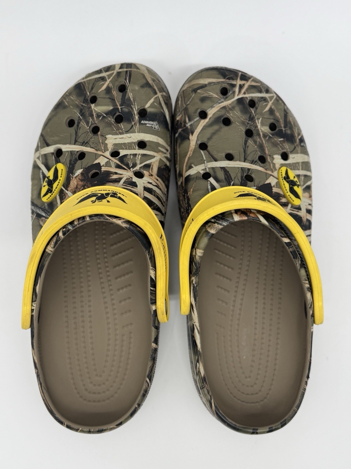 Crocs Duck Commander Camo Slides Yellow Strap Shoes Men Size 12 Outdoors Rugged
