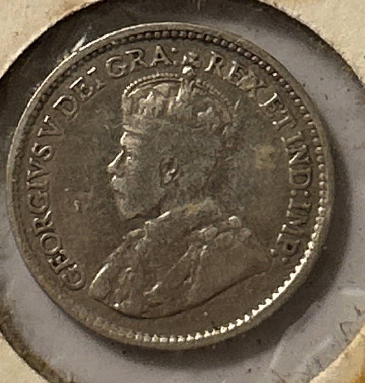 1918 Canada King George V SILVER 5 CENTS! Choice XF Details! SHARP! Old Coin!
