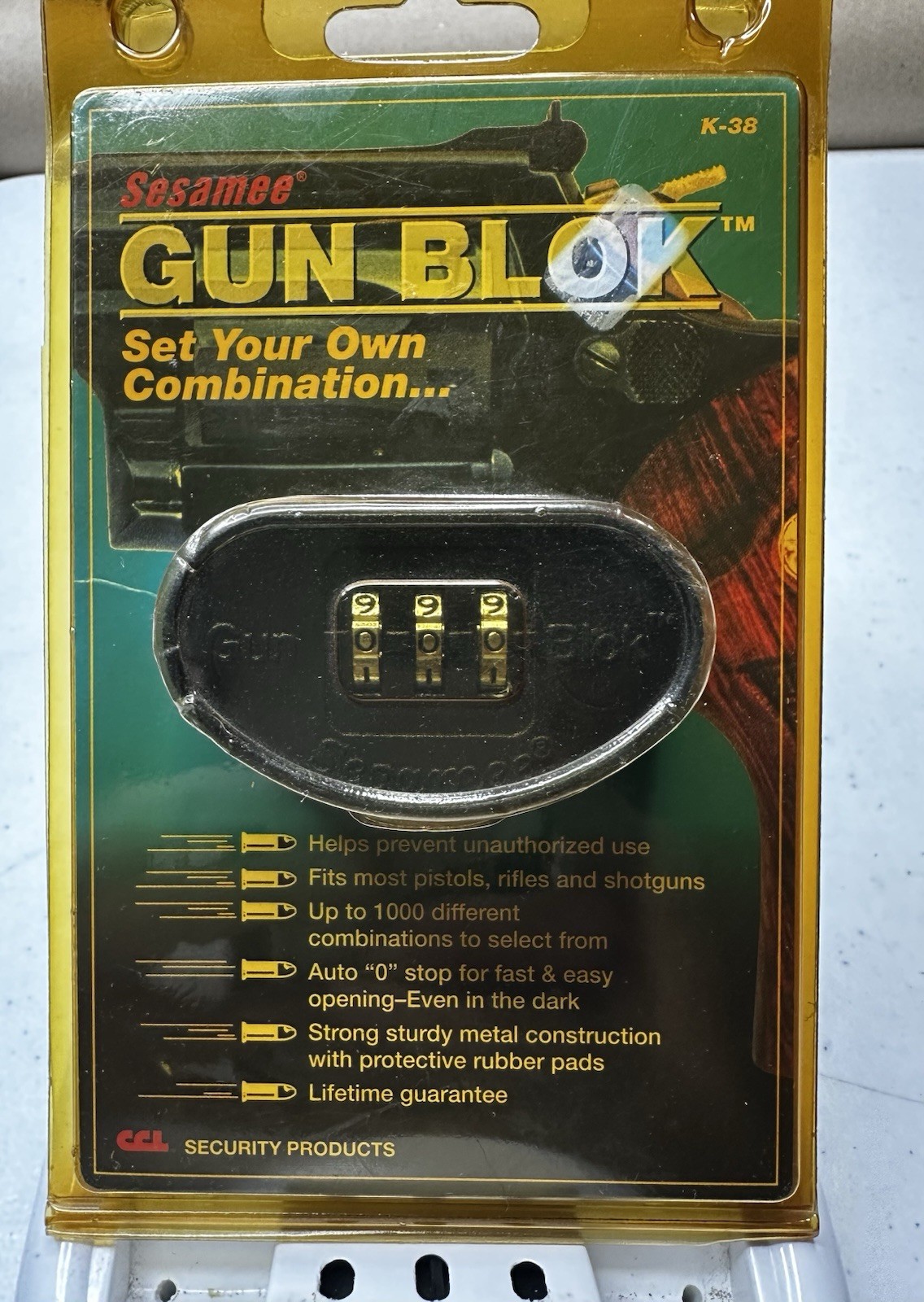 VINTAGE- SESAMEE GUN BLOK COMBINATION GUN LOCK K-38