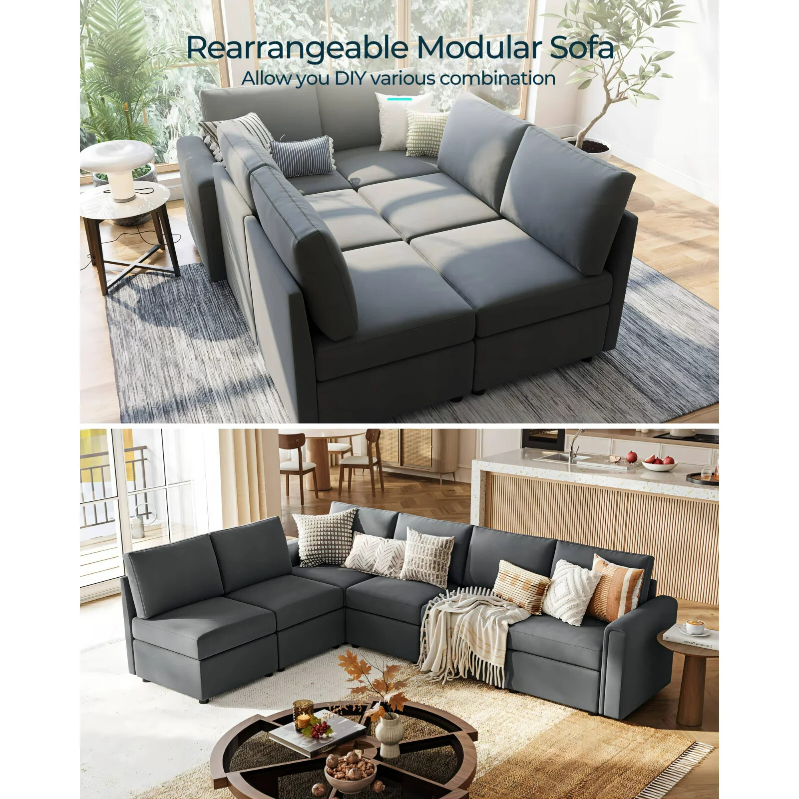 LINSY HOME Modular u shaped couch reversible chaises
