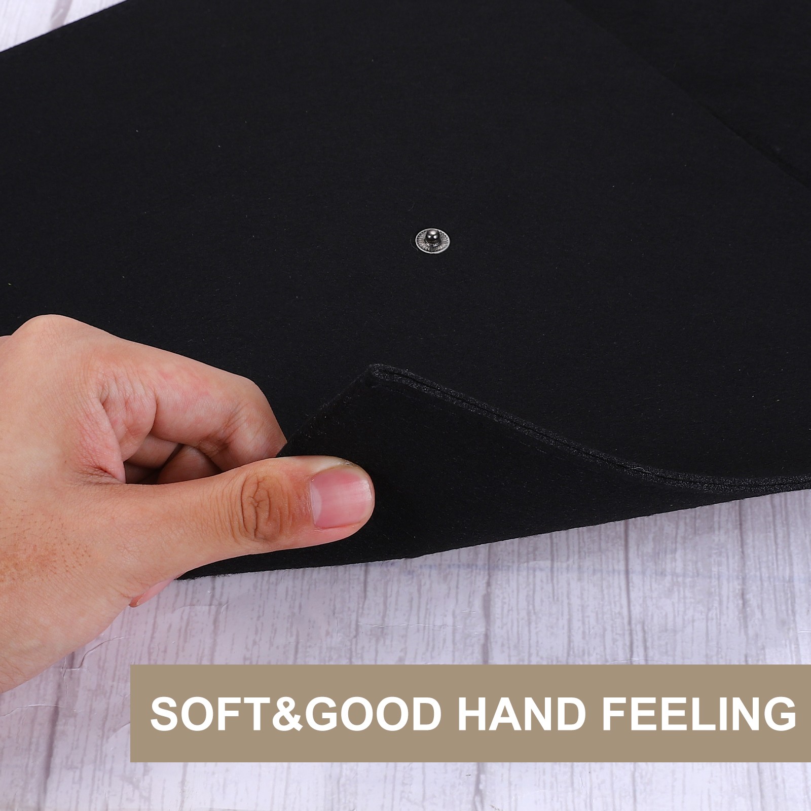 2 Pcs Felt File Folders, Folder File Document with Button Closure(Black)