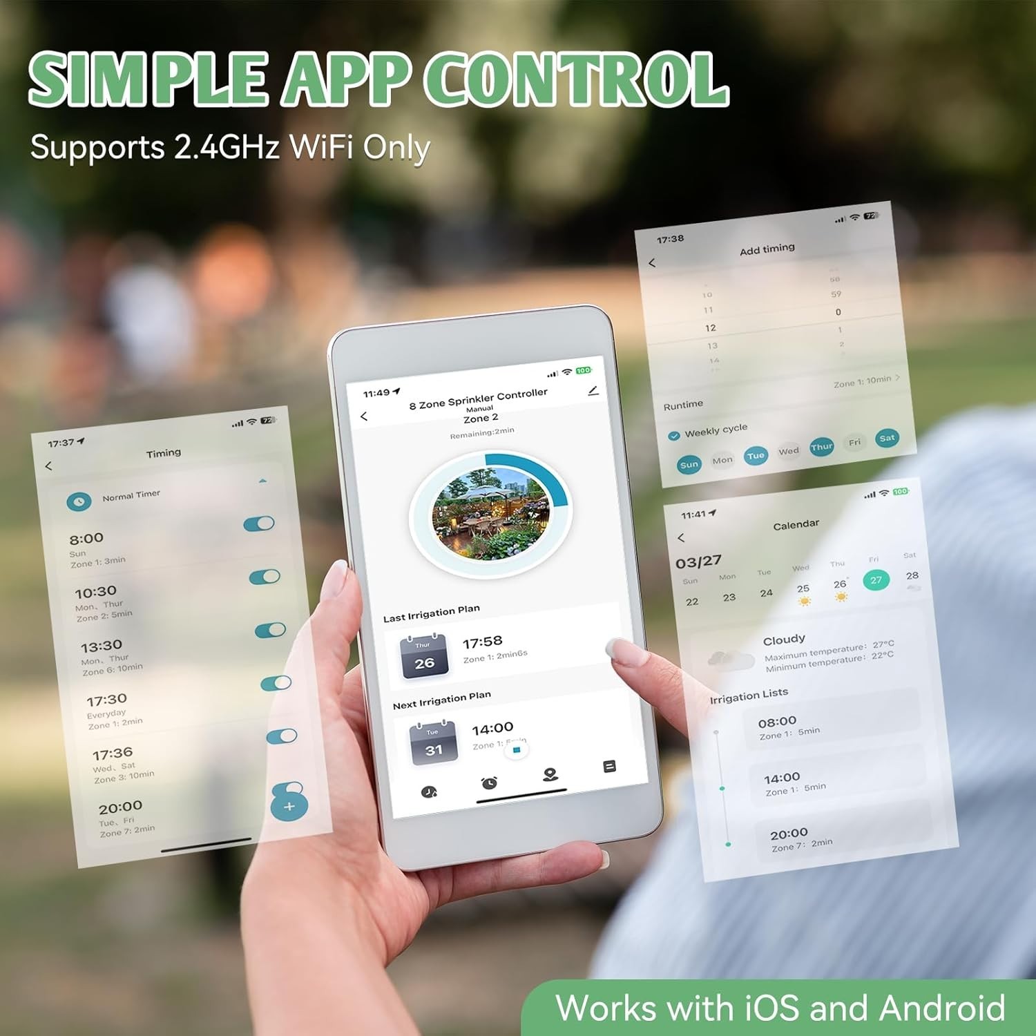 8 Zone WiFi Smart Sprinkler Controller APP Control Rain Delay 24VAC for Garden