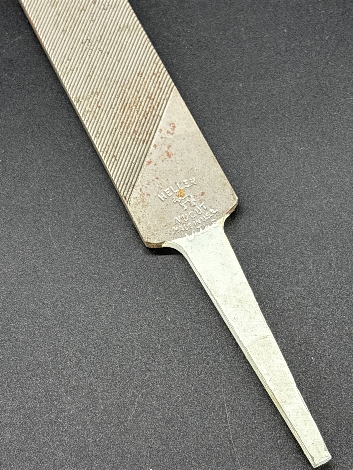 Heller NuCut Single Cut Long Flat Angle Lathe 10” File Unused With Horse Logo