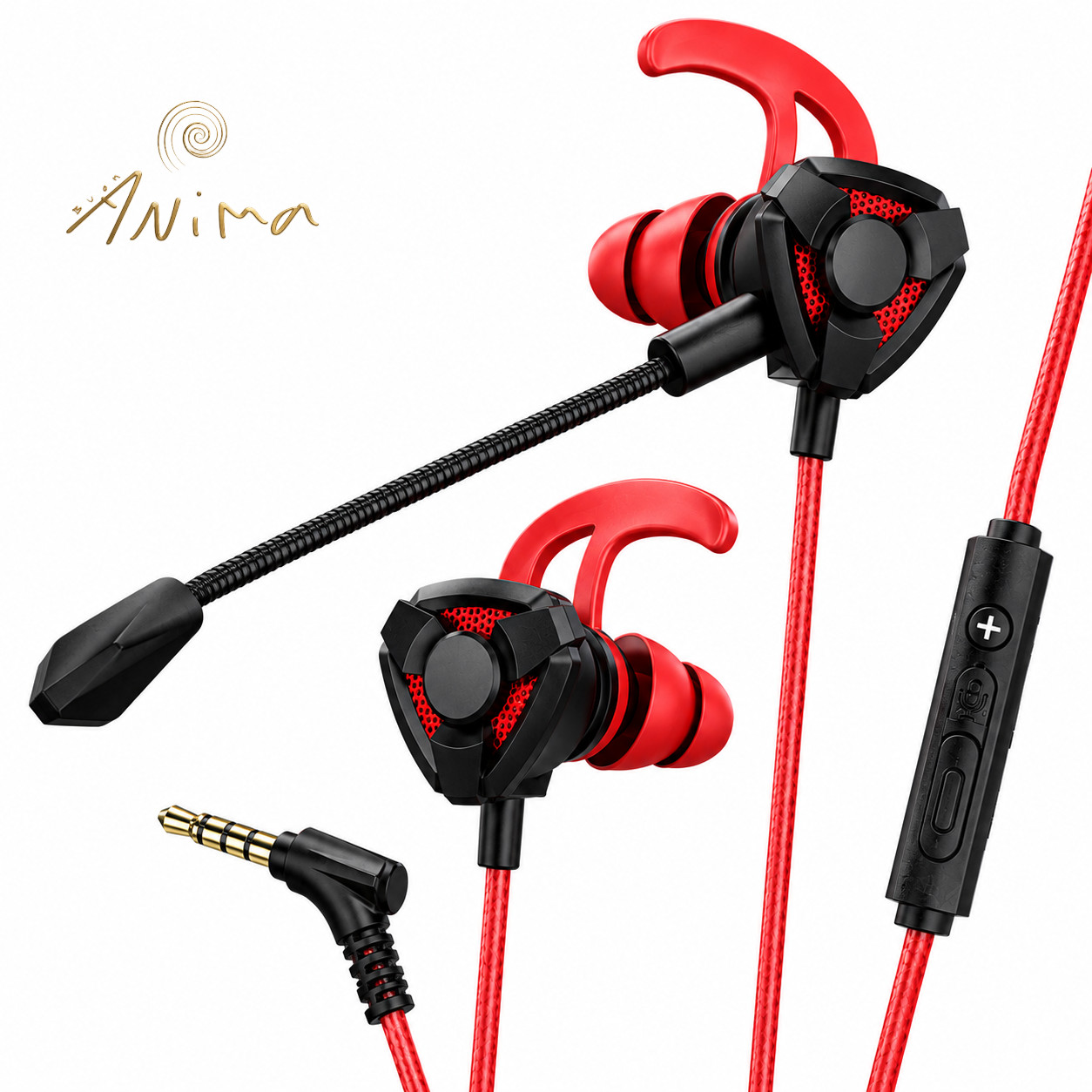 BuonAnima Wired Gaming Earbuds with Noise Cancelling Microphone Soft Ear Bits