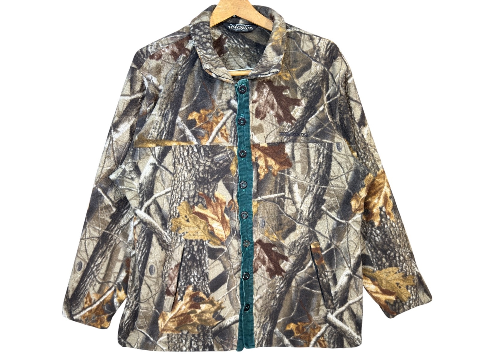 Winchester Camo Fleece Jacket Men's Sz XL Mossy Oak Break-Up Hunting Outdoor