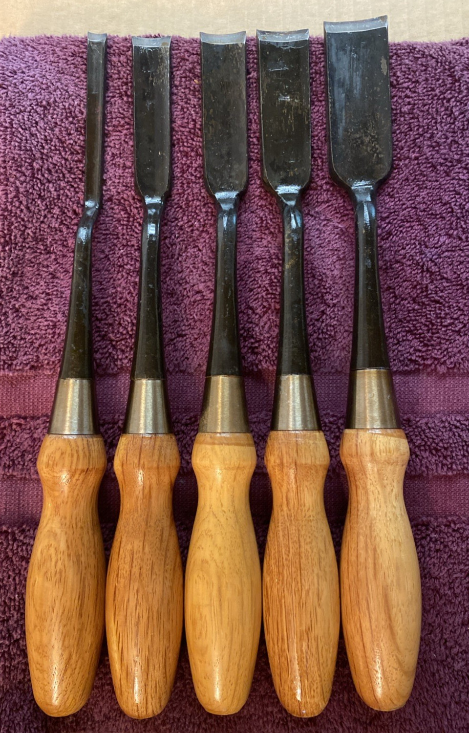 5pc Japanese Special Chisel Set 7, 16, 18, 21, 25mm  Hand Forged 10" Long
