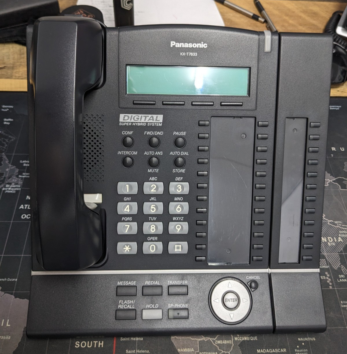 Panasonic KX-T7633-B 3-Line Display Telephone W/ KX-T7603-B Add-on *GRADE A*