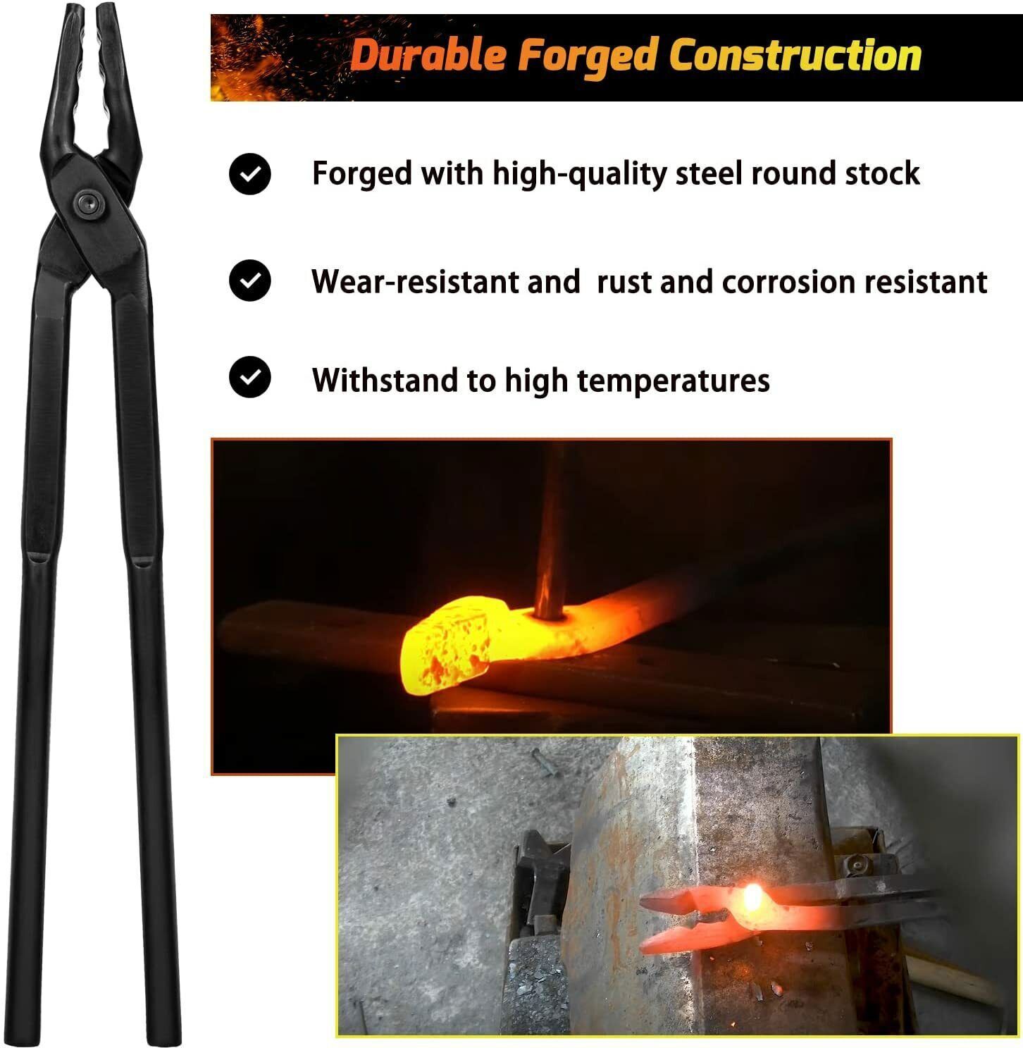 Beginner Blacksmith Wolf Jaw Tongs Bladesmith Knife Making Forge Tongs 15 in