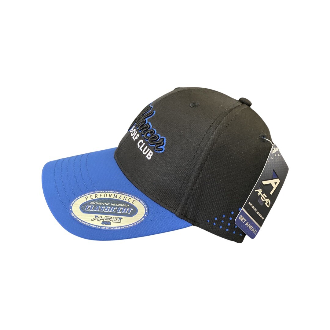 Wolf Dancer Golf Club Hat Lost Pines Black Blue Adjustable Size Ahead