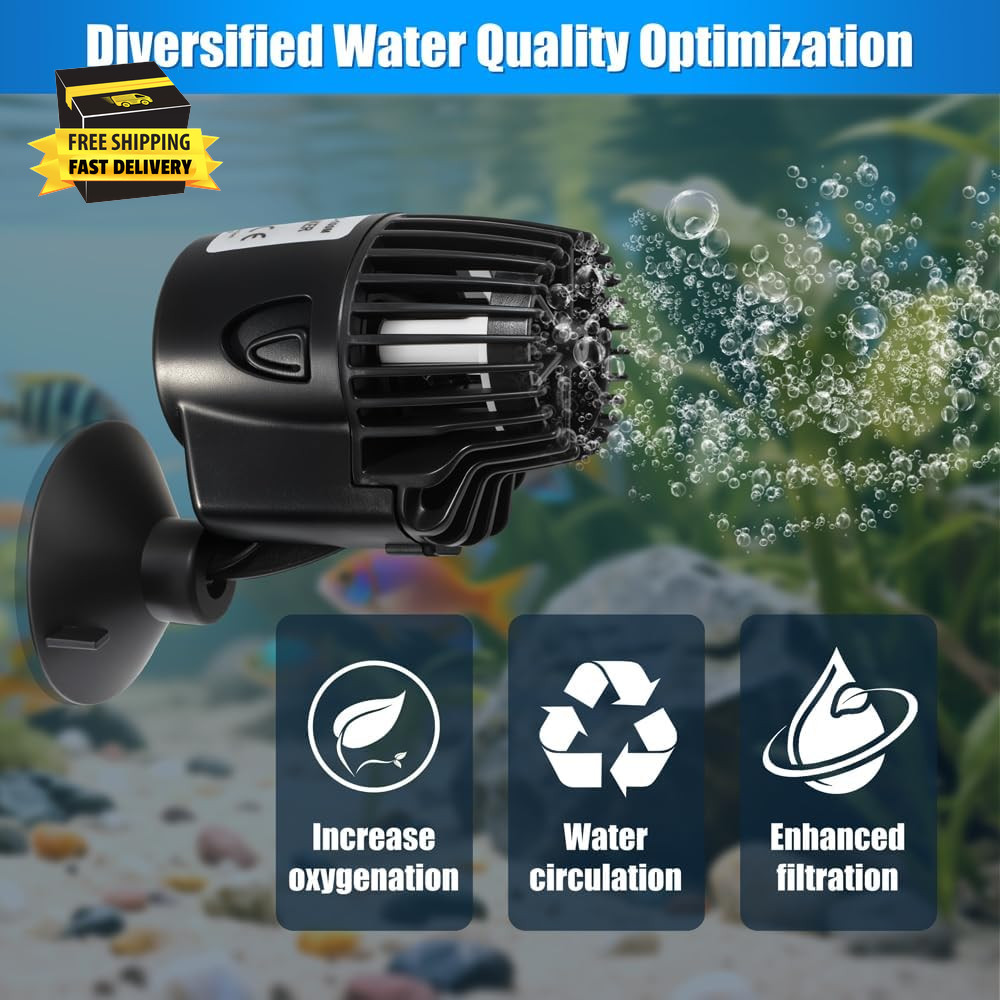 800GPH Mini Aquarium Circulation Pump Ultra-Quiet Fish Tank Wave Maker with Suct
