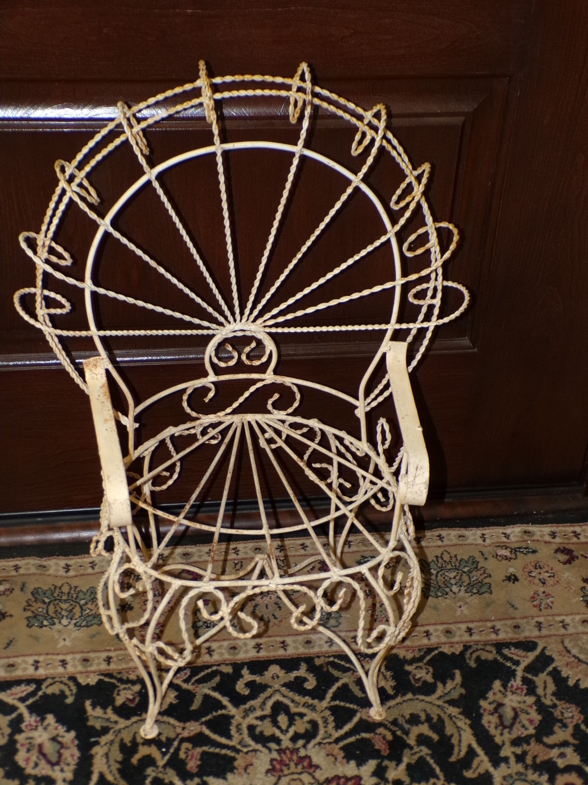Vintage Salterini Style Wrought Iron Child Size Chair Peacock Garden Metal