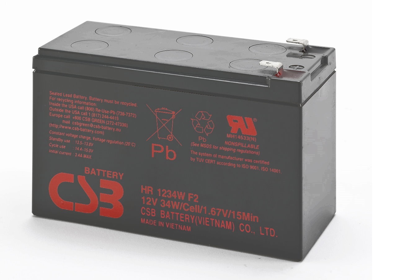 Genuine CSB HR1234WF2 High Rate 12V 34W SLA Battery w/ .25" F2 Terminals