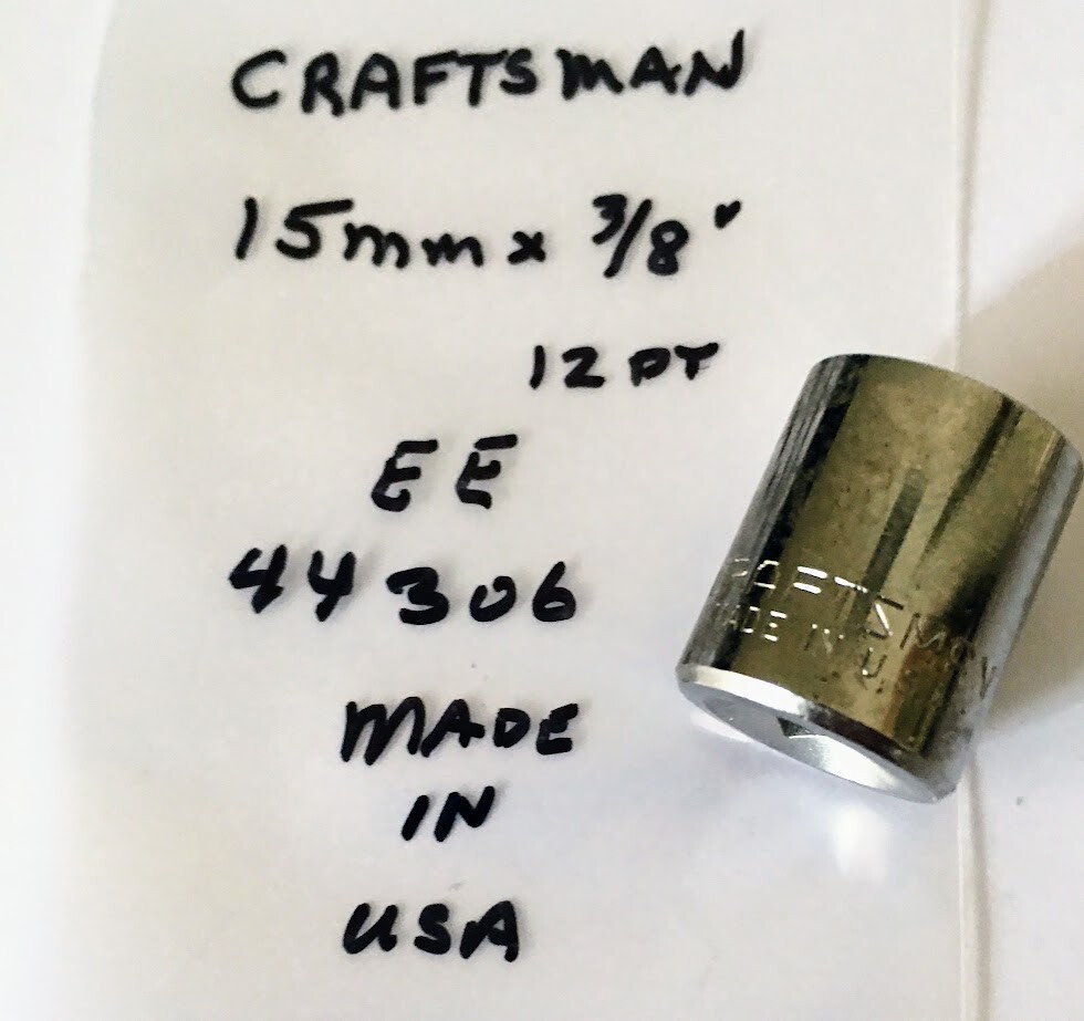 Craftsman Standard Socket 15mm x 3/8" - 12 PT - EE 44306 - Made In USA Free Ship