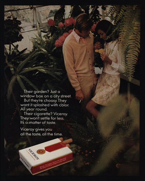 1971 VICEROY Cigarettes - Man & Woman in Garden - Window Box Garder - VINTAGE AD