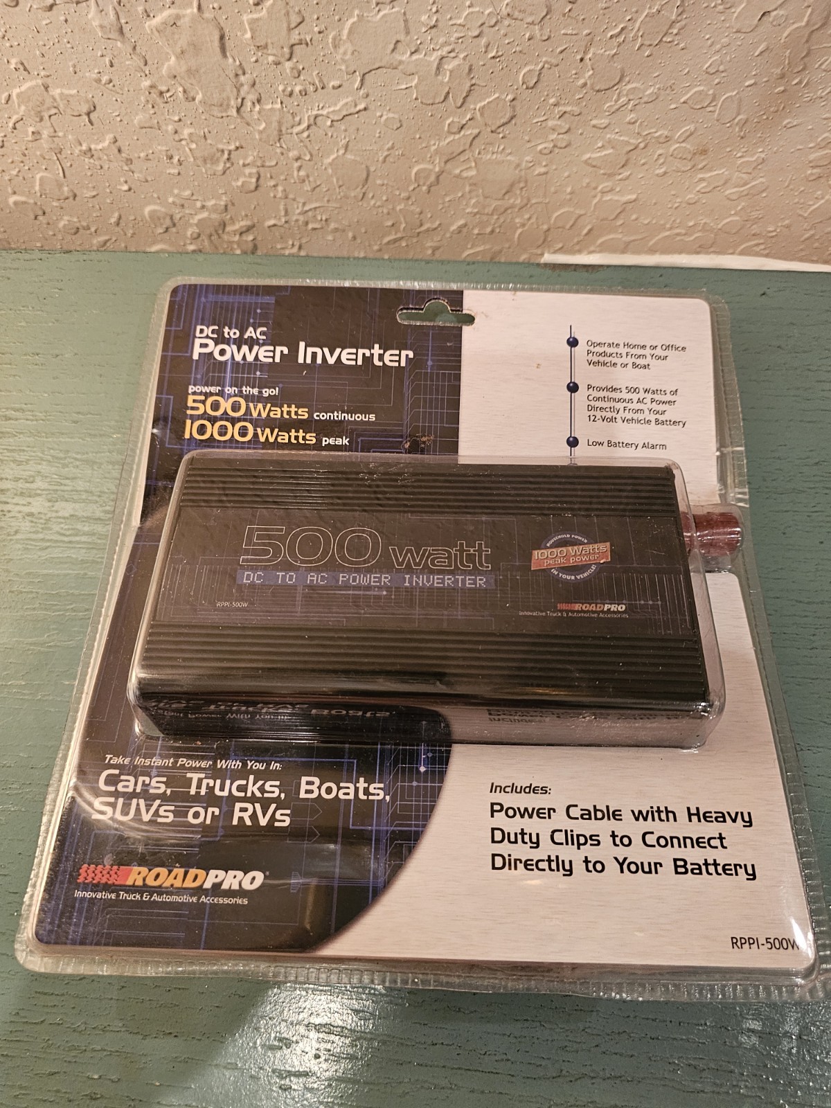 New In Package RoadPro 500 Watt DC To AC Power Inverter W/Cables