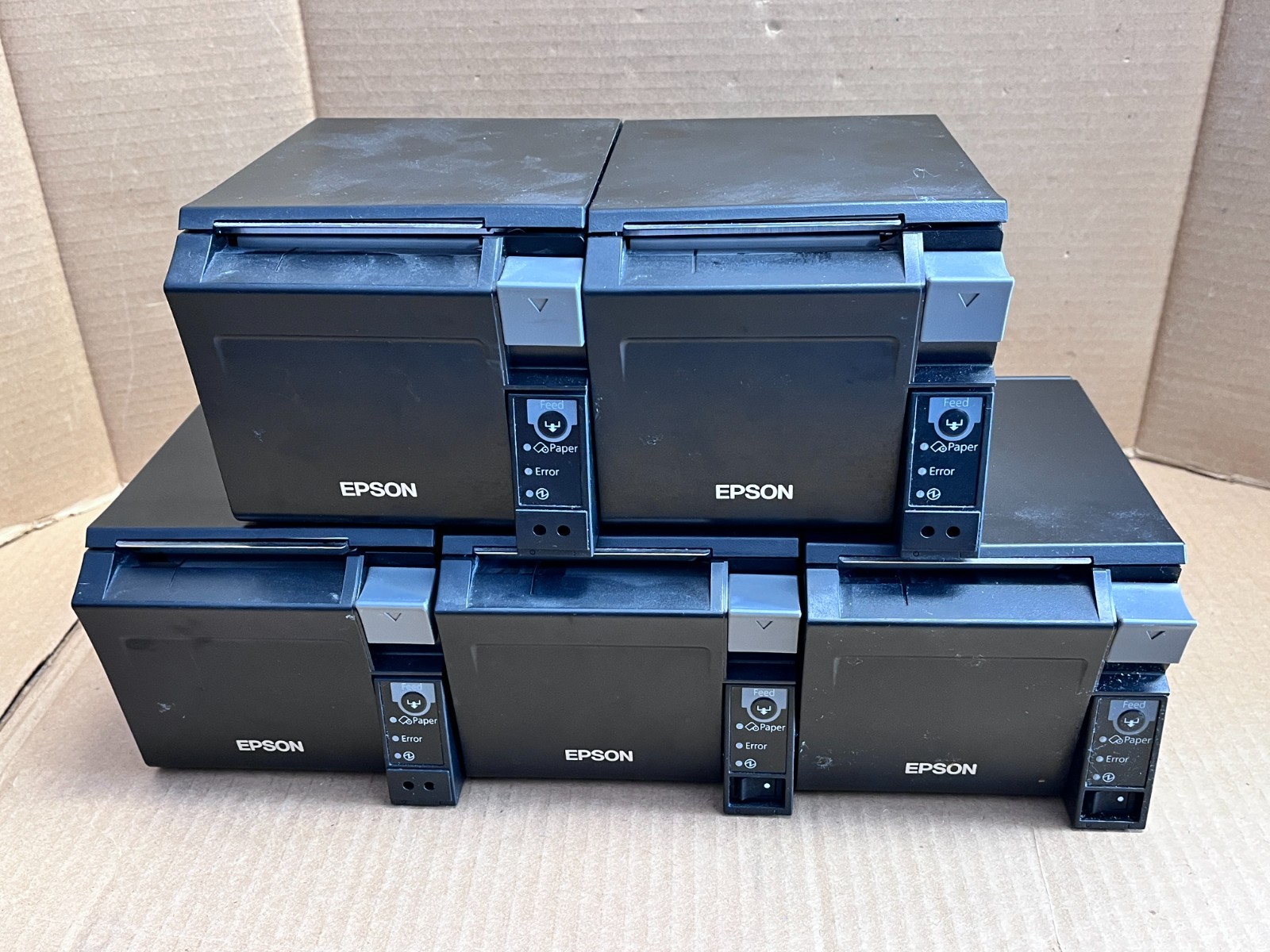 (5) EPSON M296A FAST RECEIPT THERMAL POS PRINTERS TM-T70II TESTED -NO PSU/CABLES