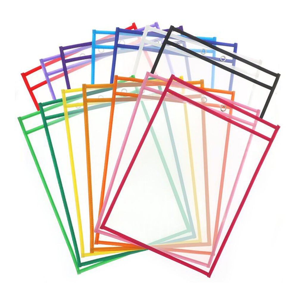 10 Pcs Document Folder Dry Erase Pocket Sleeves File Pockets Reusable