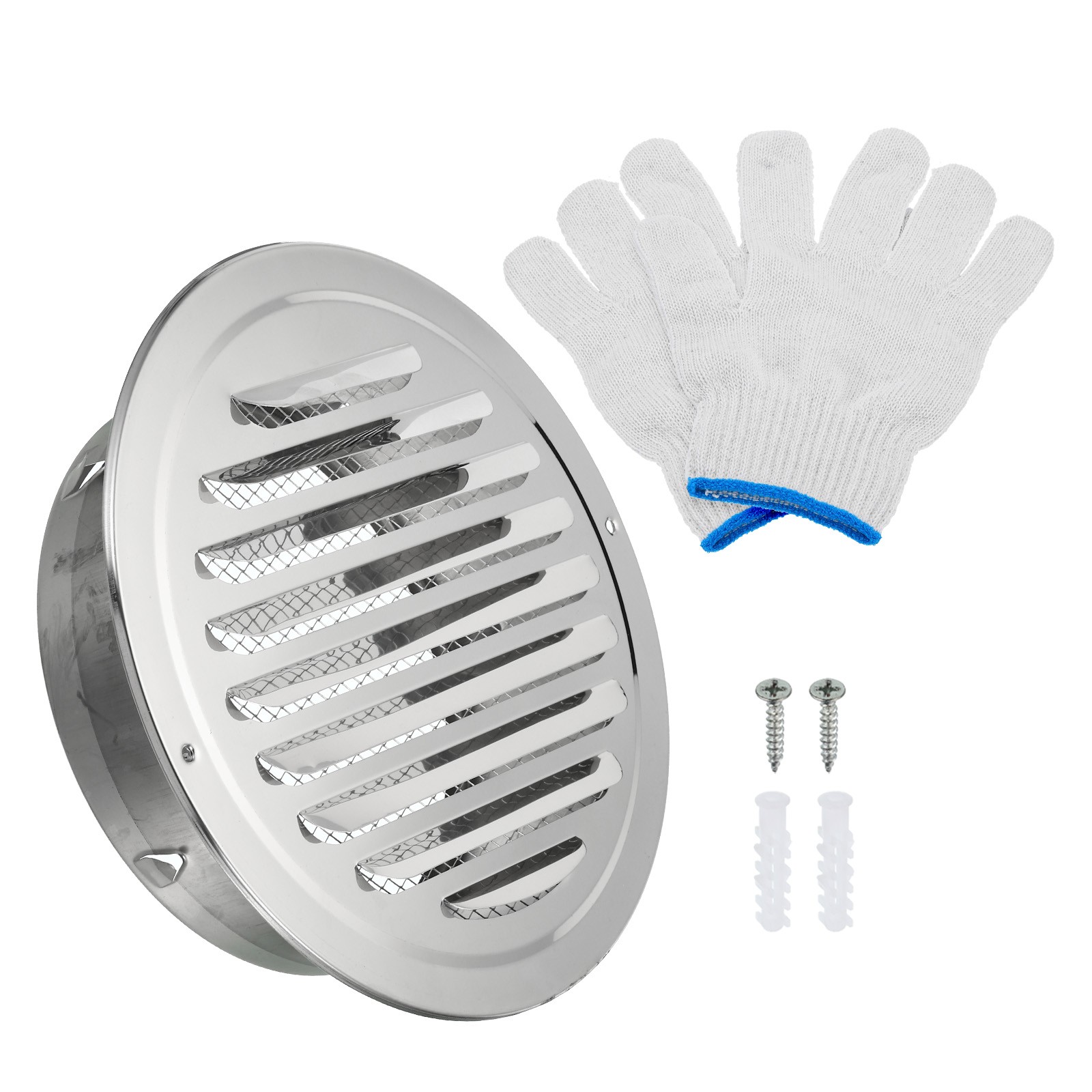 7" Round Soffit Air Vents Stainless Steel Louver Grille Screen Mesh Air Outlet