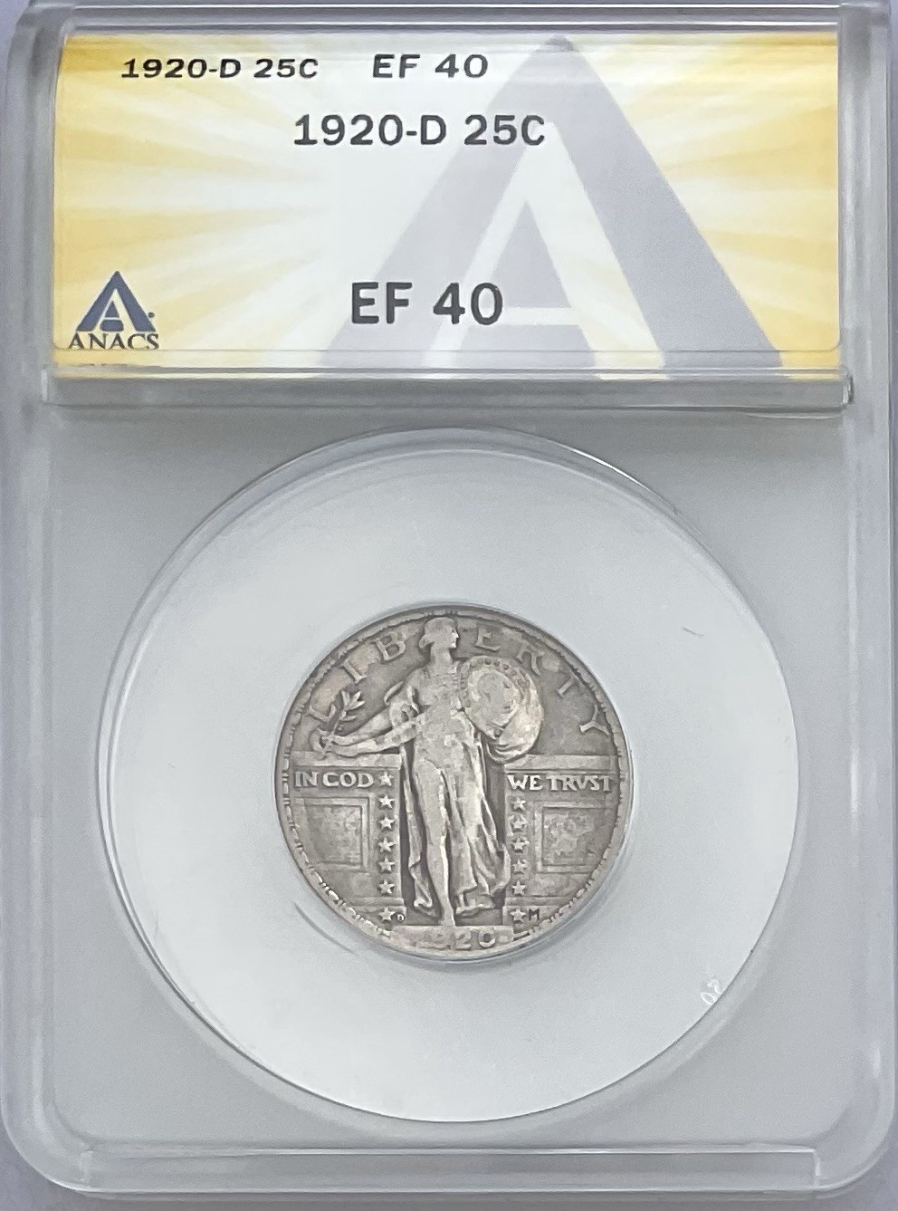1920-D Standing Liberty Quarter - 25 Cents - ANACS EF40 XF40