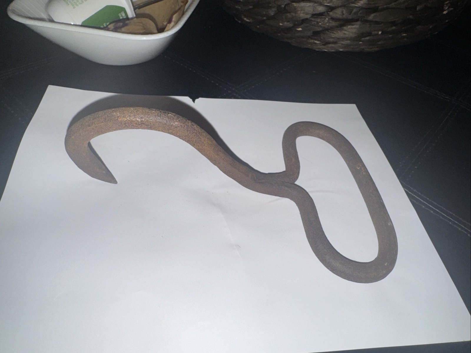 Antique Hand Forged Iron Hay Bale Hook Primitive Blacksmith Barn Tool Rustic