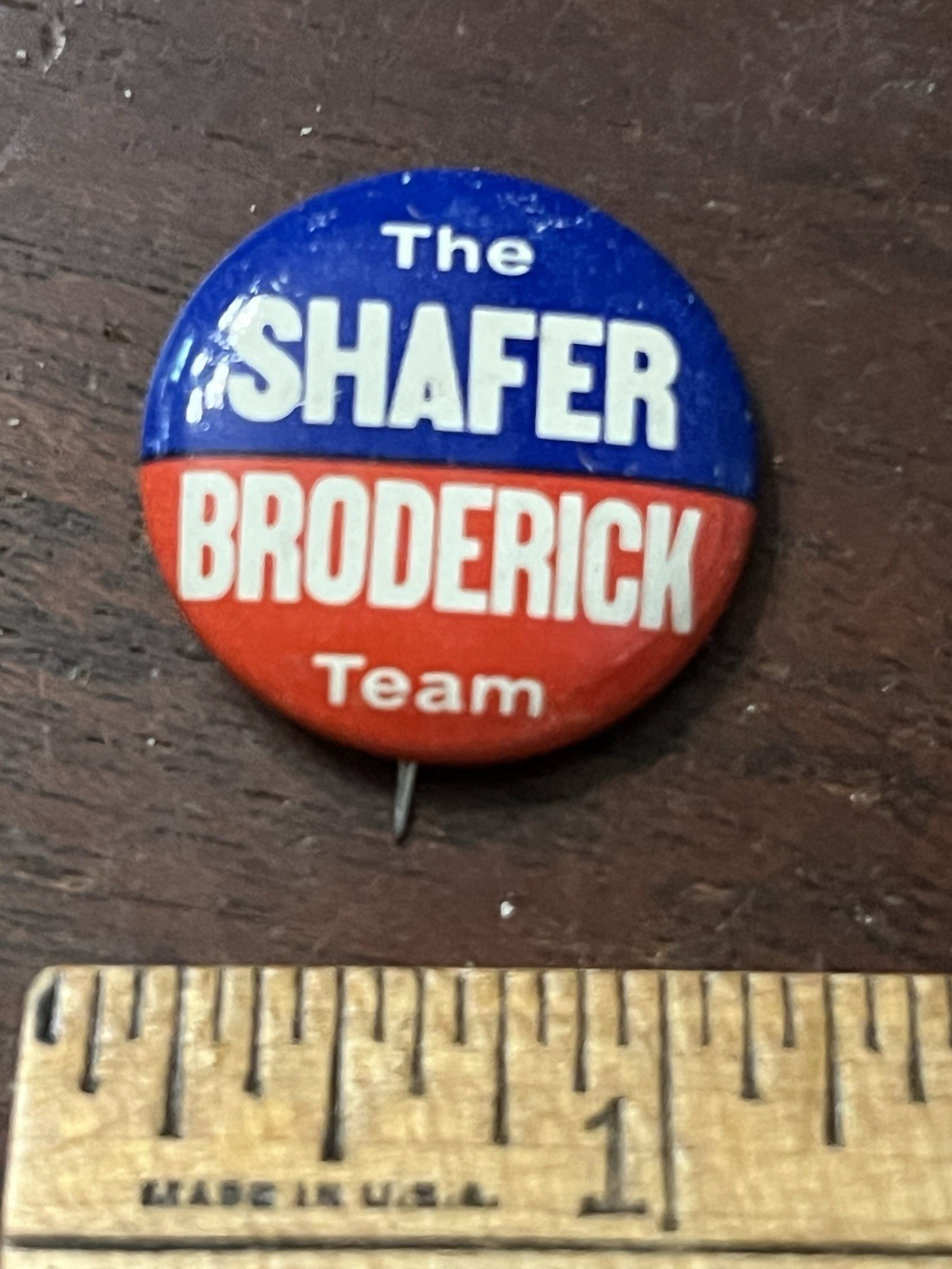 The Shafer Broderick Team  Pinback Button  1 in Dia. Political