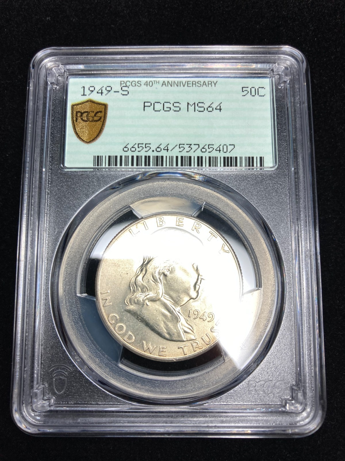 1949-S High-End PCGS MS64 Franklin Half Dollar | Luster | 40th Anniversary Label