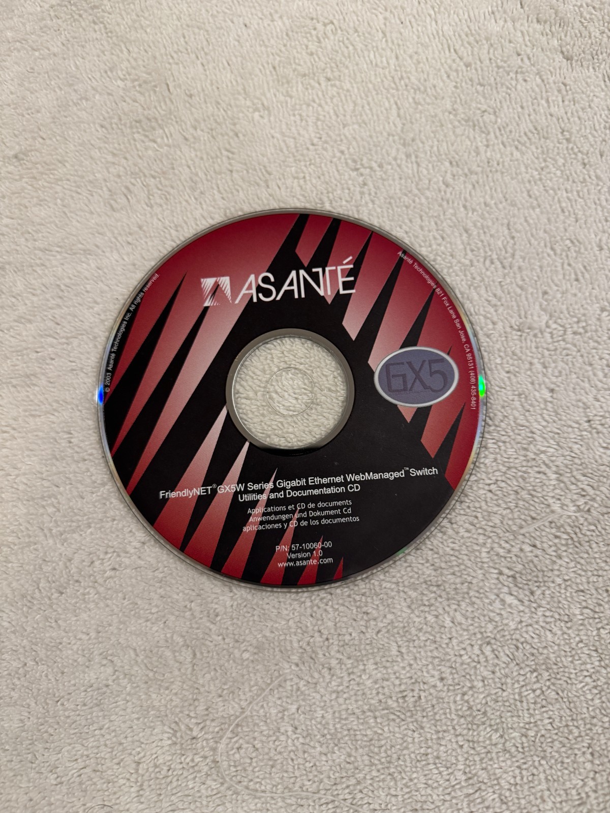 Asante GX5 FriendlyNET GX5W Gigabit Ethernet Webmanaged Switch Utilities CD