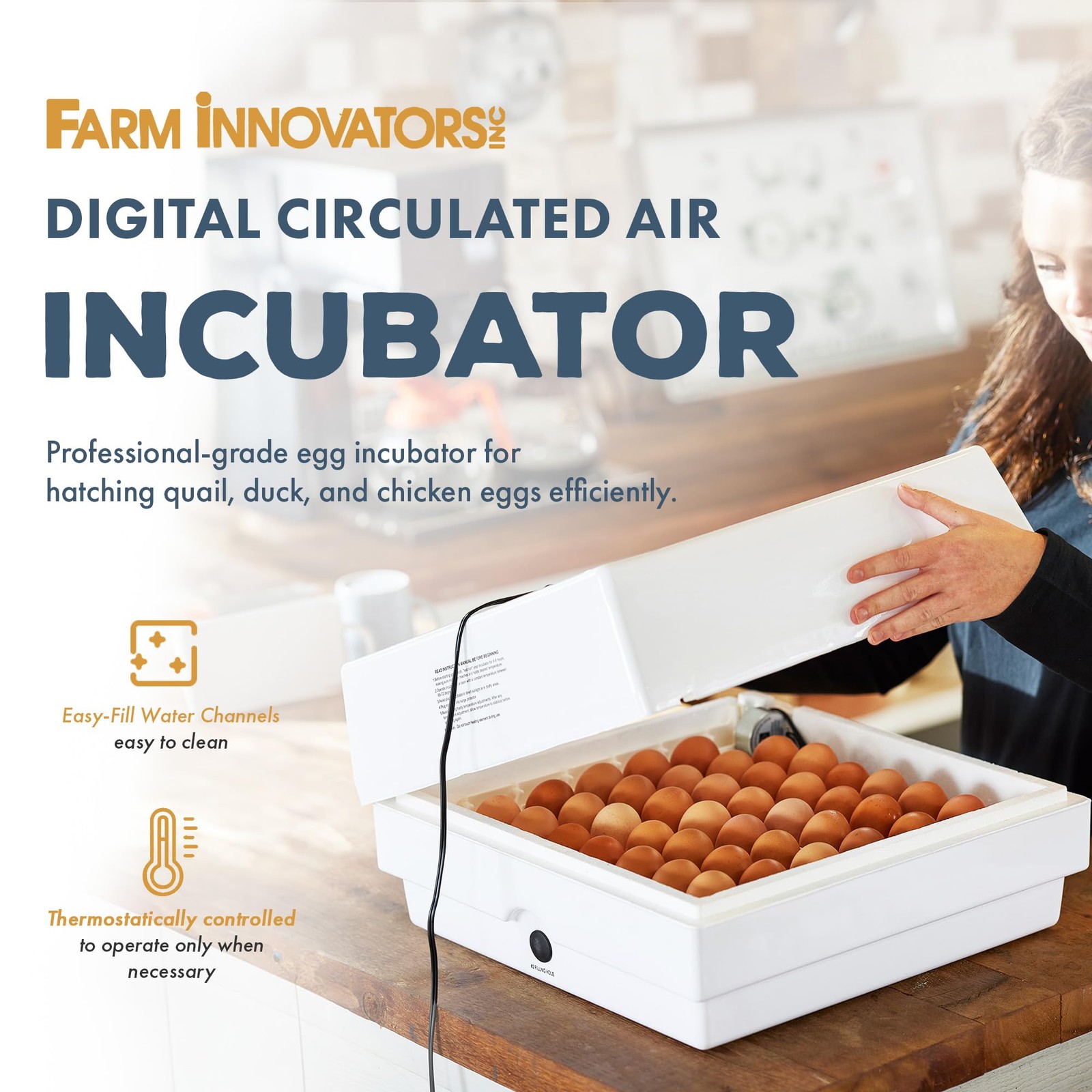 Pro Series 41-Egg Digital Incubator with Auto Turning & Humidity Control