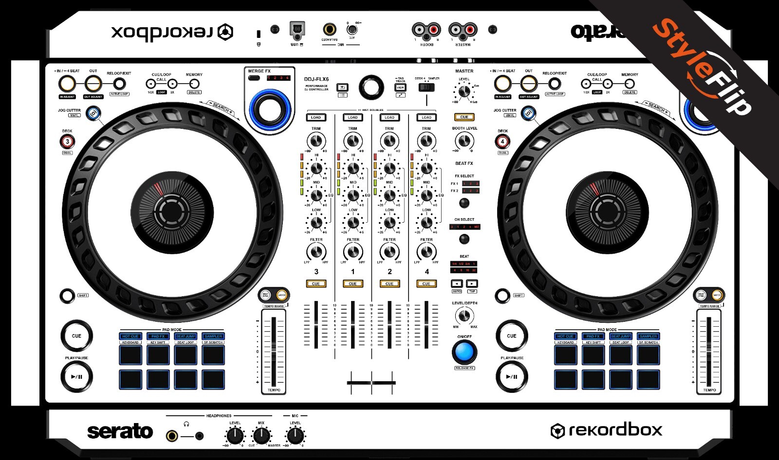 Pioneer DDJ-FLX6 Skin | Color White | Protective Decal | StyleFlip Skins