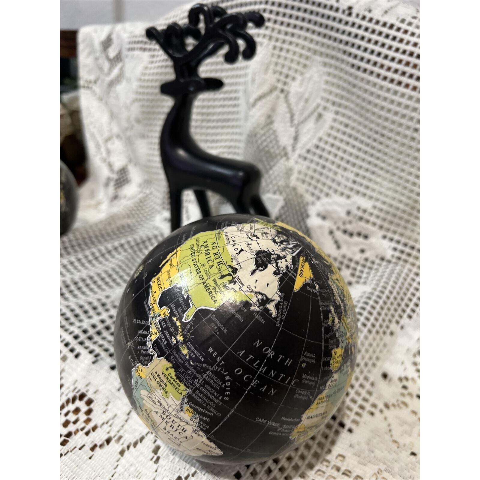 Small World Map 5“ Diameter, Table Top, Coffee Table Conversational Piece.