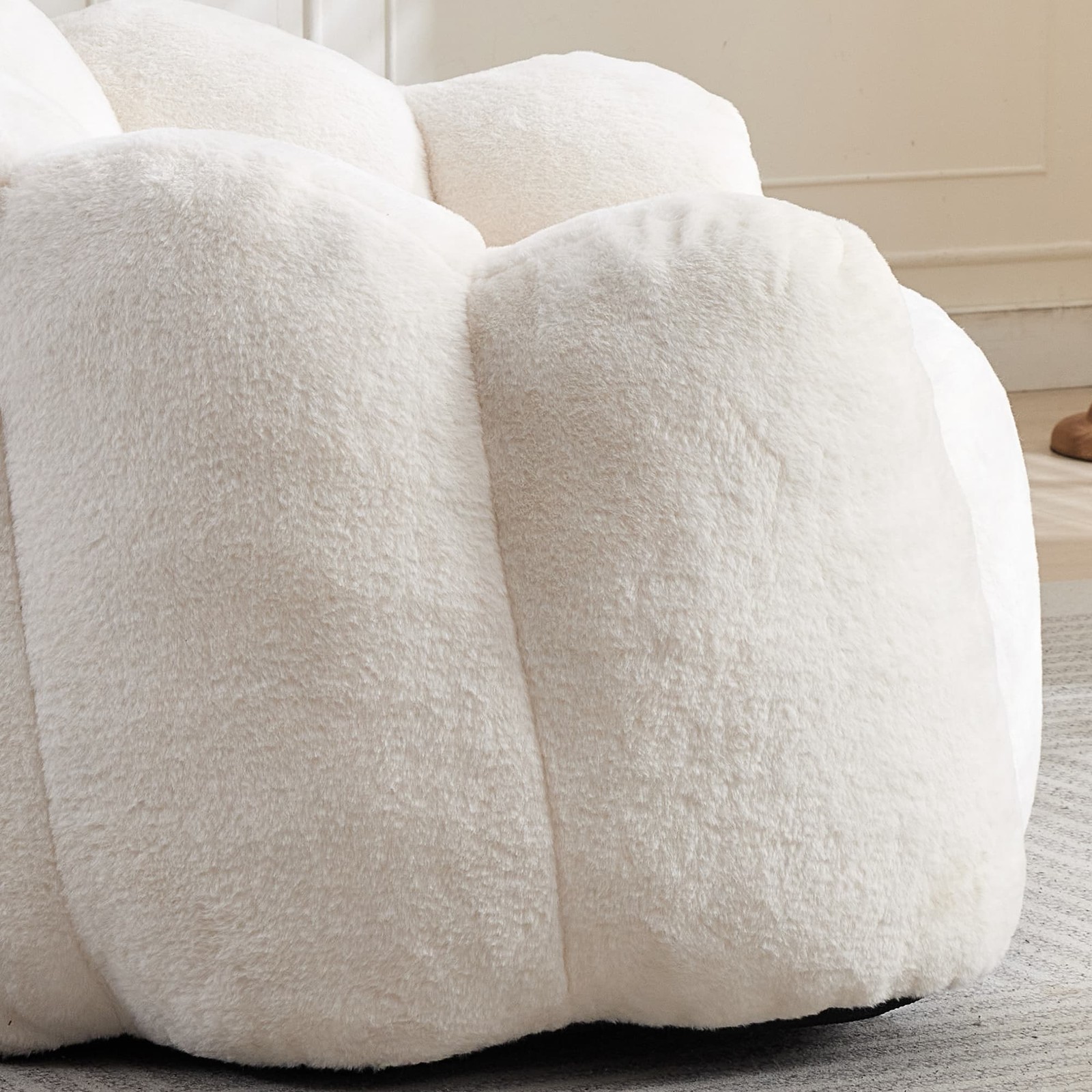 White Lotus Compression Sofa Bean Bag Pull Ring Portable Living Room Bedroom