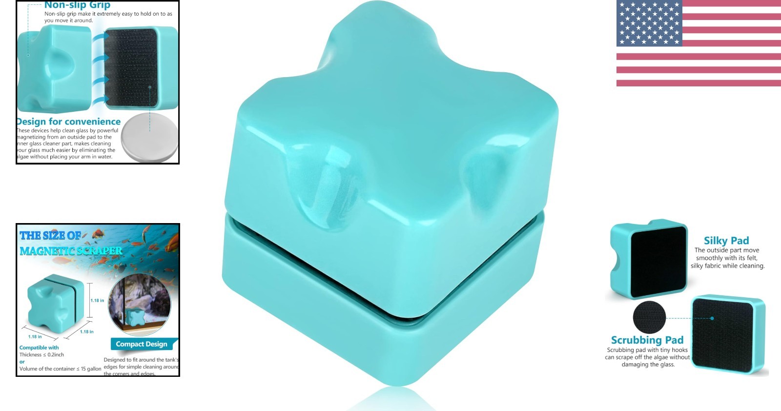 Effortless Aquarium Maintenance: Scratch-Free Magnetic Algae Scraper, Mini Size