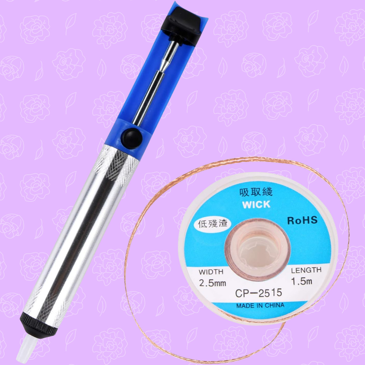 Metal Desoldering Pump Sucker Solder Irons Removal Remover Tool Blue Silver