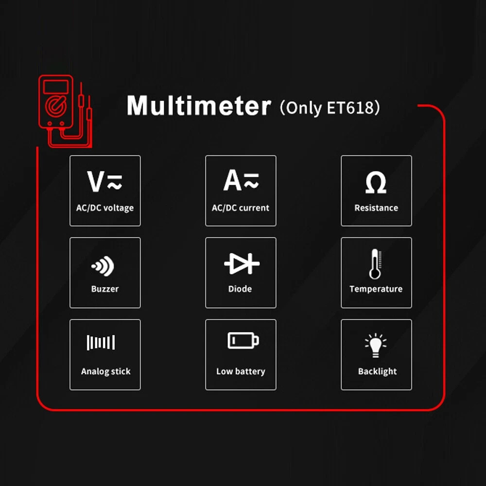 ET618 Handheld LCD Portable Circuit Wire Tracer Cable Tester Finder & Multimeter