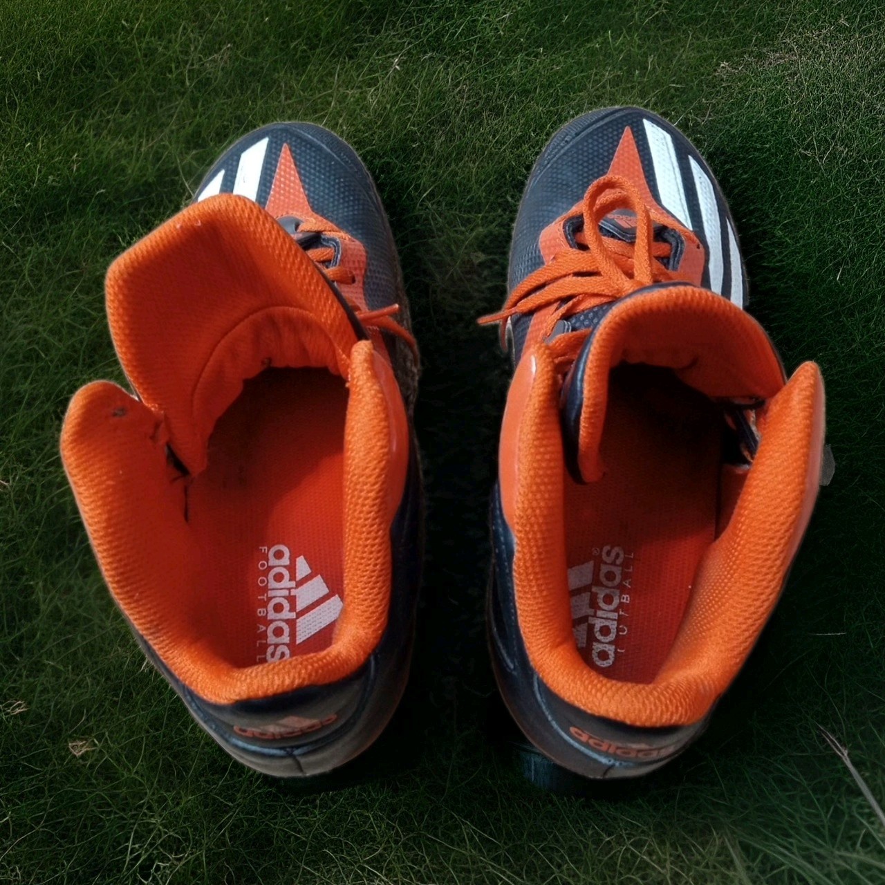 Adidas Orange Black Football soccer futbol Grass Cleats quickframe iron skin us9
