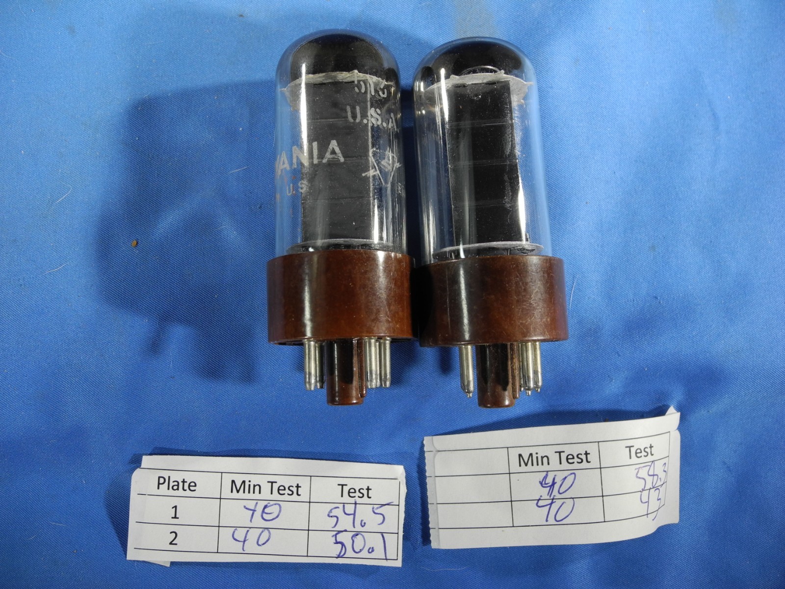 Pair Sylvania USA 5Y3 Black Plate Vacuum Tubes Brown Base (TESTED W/ TV-7D/U)
