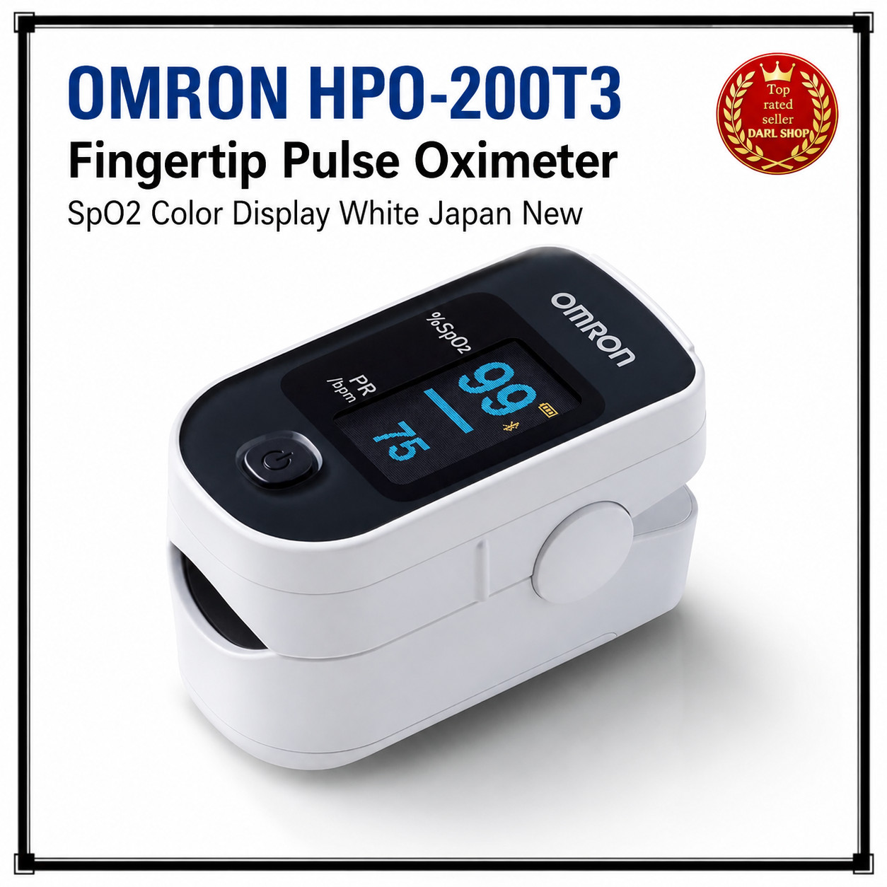 OMRON HPO-200T3 Fingertip Pulse Oximeter SpO2 Color Display White Japan New