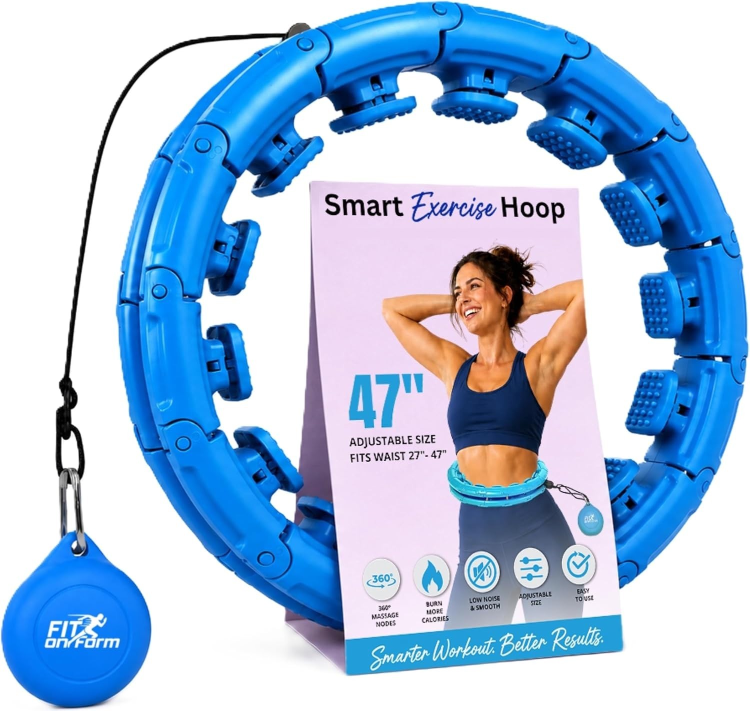 Smart Weighted Exercise Hula Hoop for Weight Loss |Core Strength Training (Blue)
