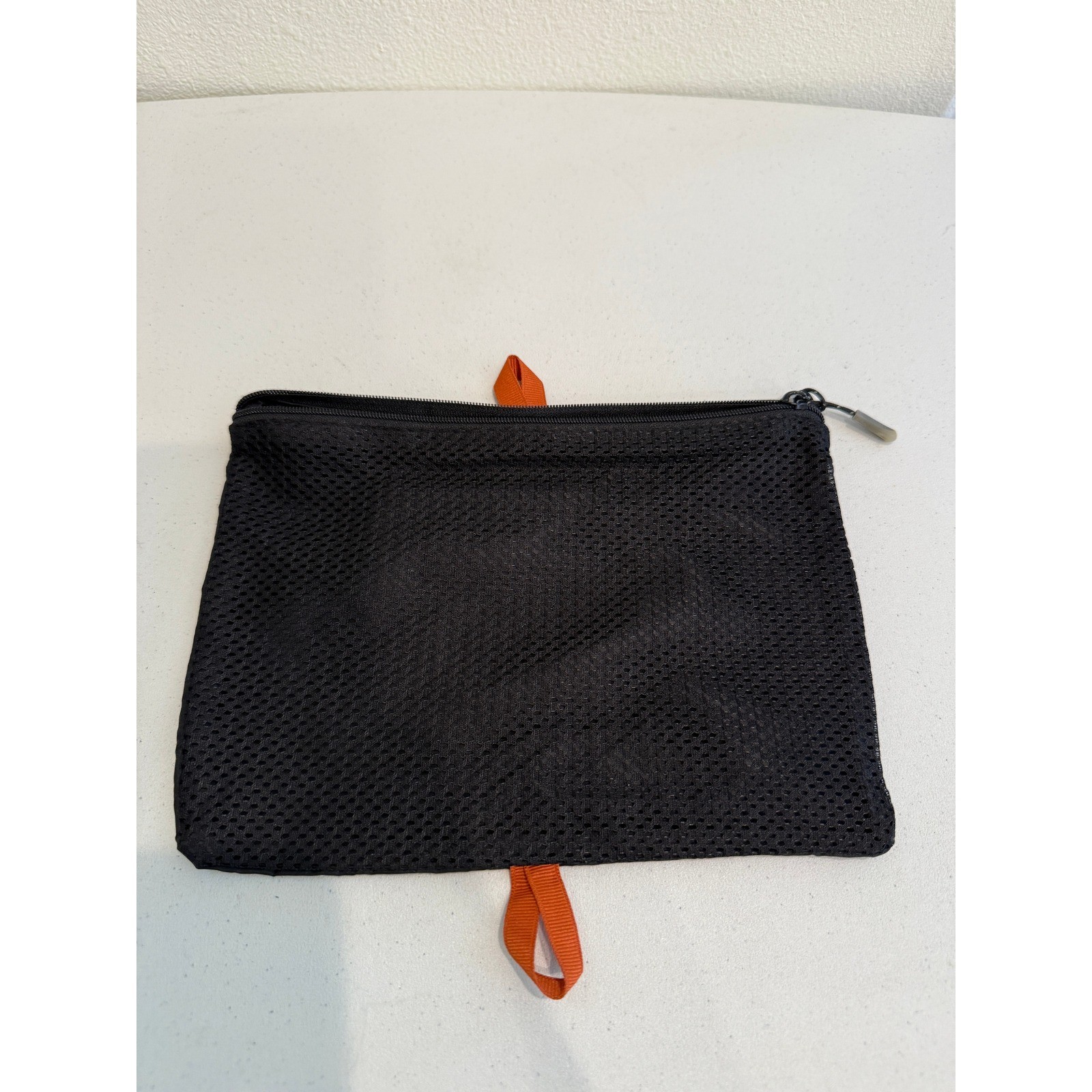 REI Co-op Mesh Ripstop Nylon Zippered Travel Pouch Organizer Black Orange Small