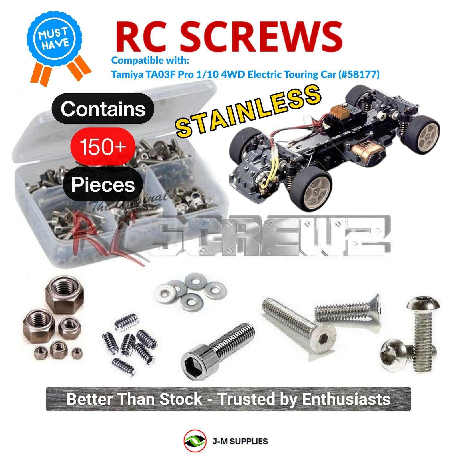 RCScrewZ Stainless Screw Kit tam263 for Tamiya TA03F Pro 1/10 4WD (#58177) | SET