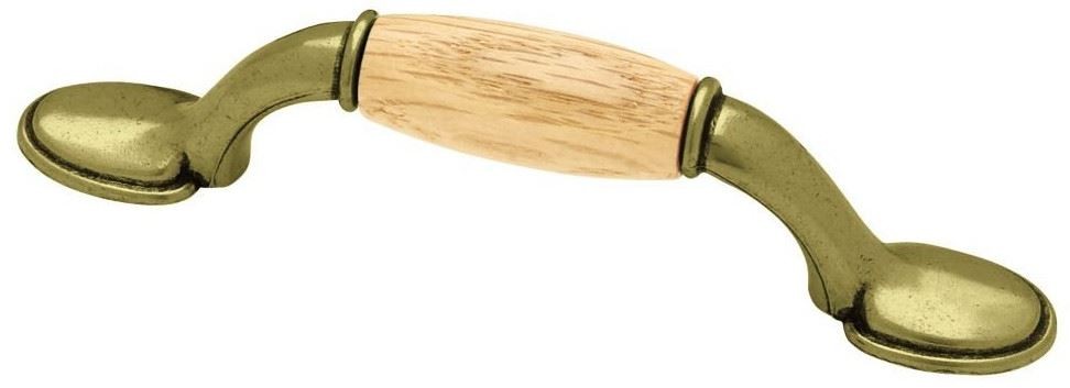 3" Oak Center Pull Antique Brass