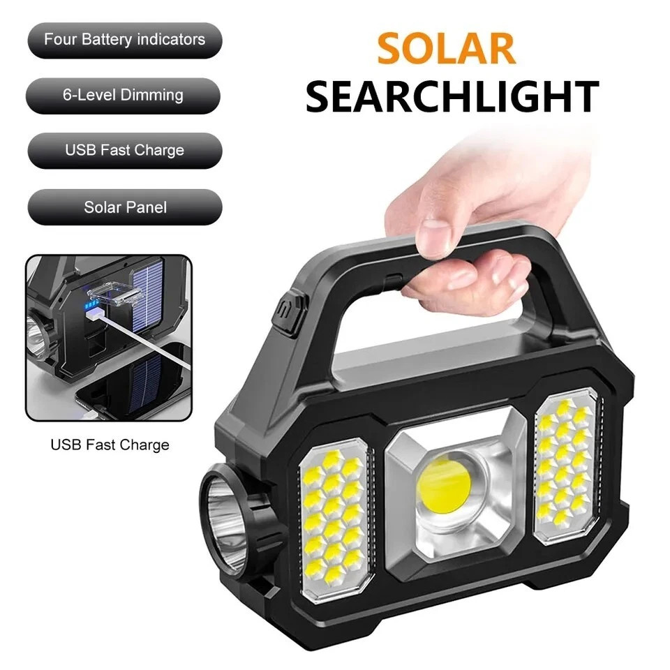 Solar Power LED Camping Lamp Flashlight Tent Light Lantern Rechargeable Battery