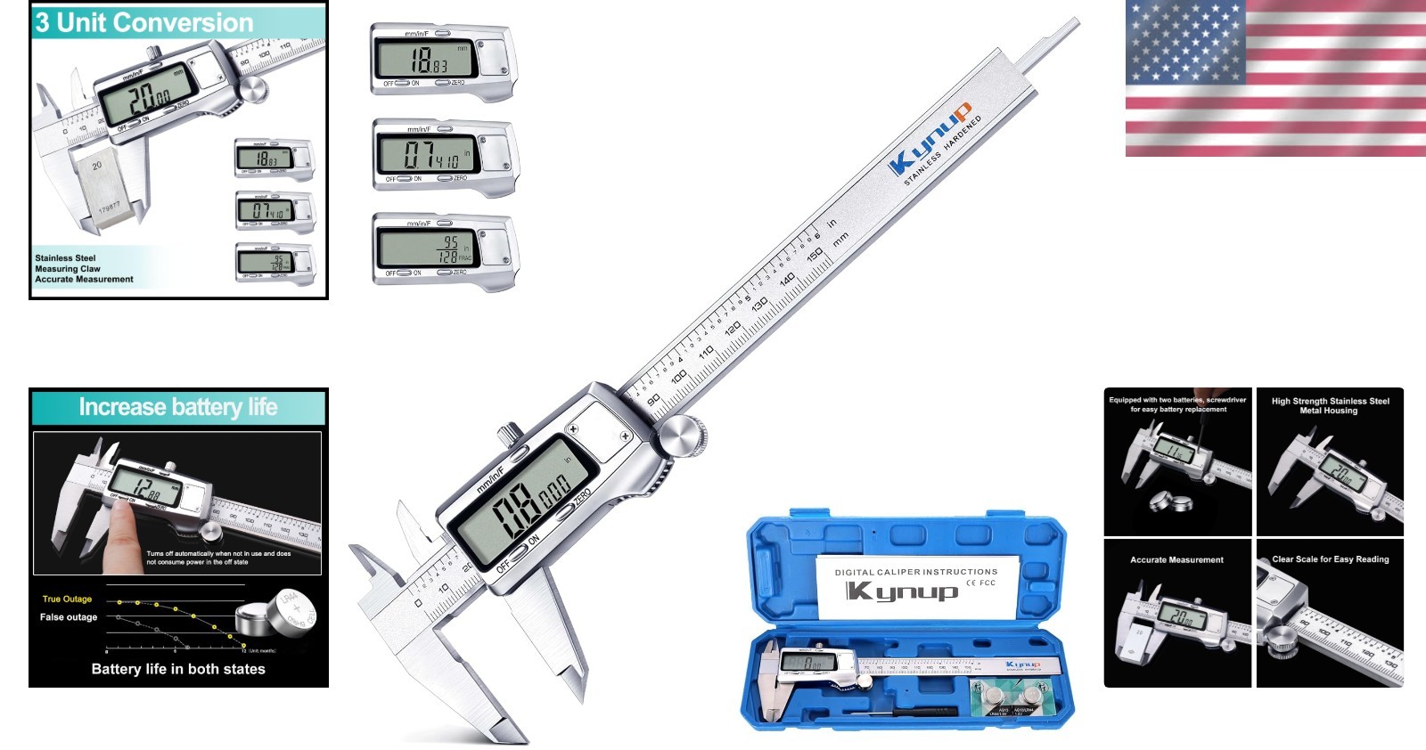 Versatile 6 Inch Digital Caliper with LCD - Switch Between Inch and Metric