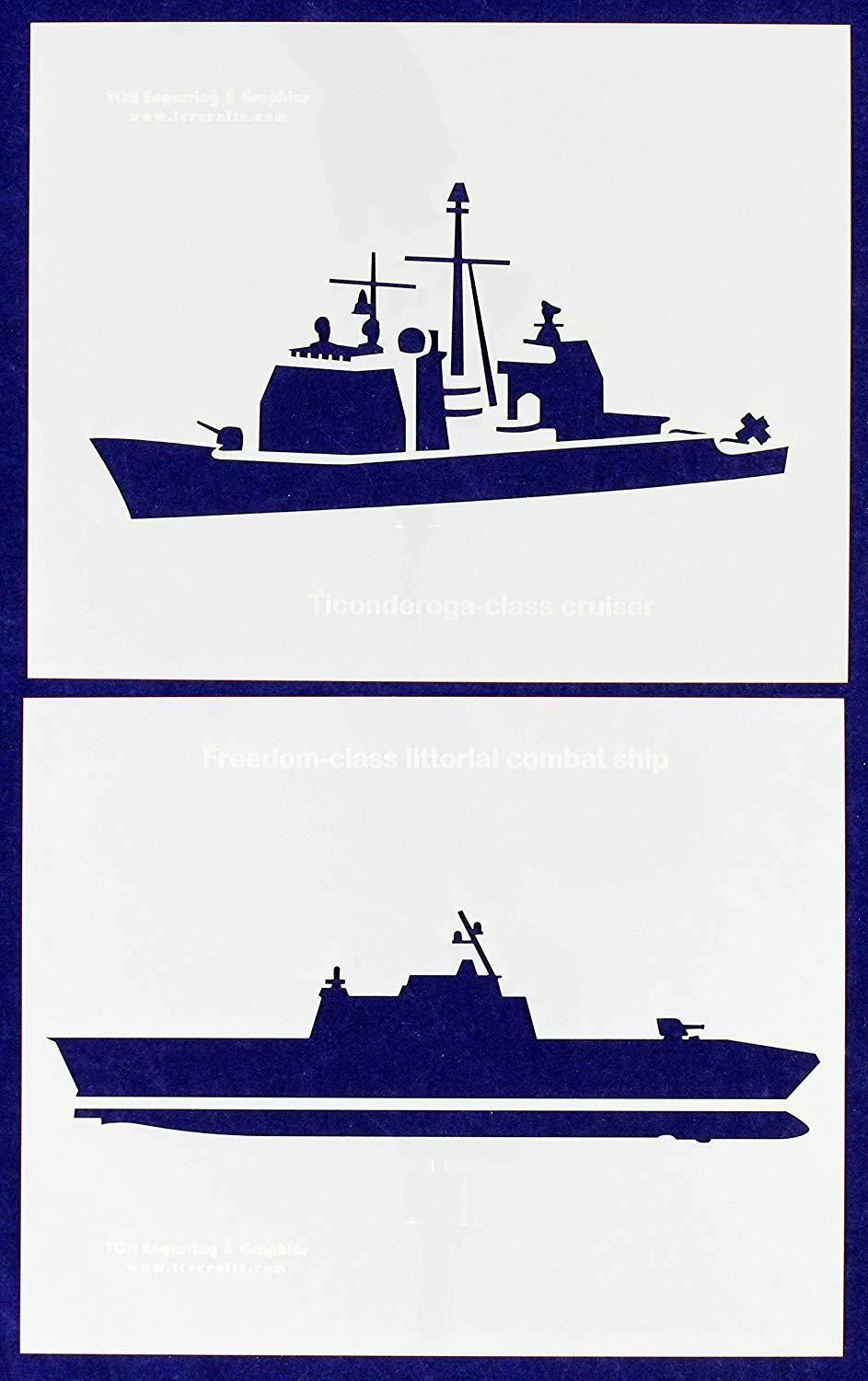 U.S. Navy Ships-Combat-Cruiser- 2 Piece Stencil Set 14 Mil 8" X 10" Painting /Cr