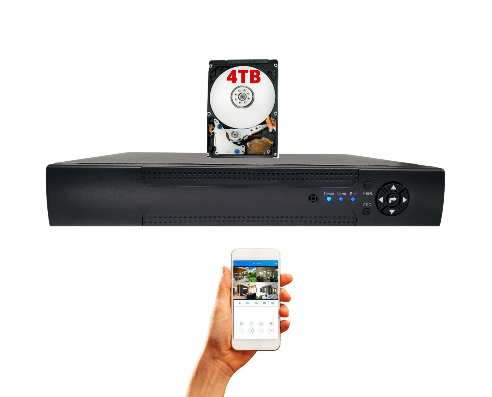16 Channel H.265 CCTV Security Surveillance Recorder DVR with Audio and 4TB HDD