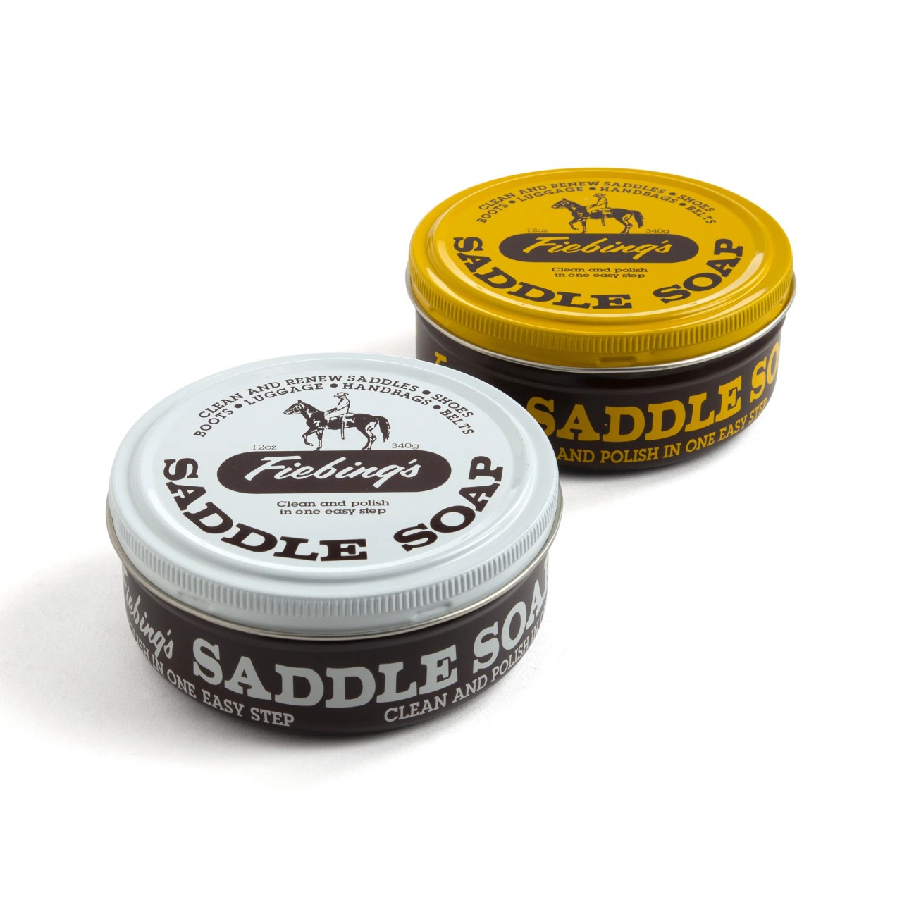 Fiebing's Saddle Soap, Leather Cleaner, Conditioner 12 oz - WHITE or YELLOW - JU