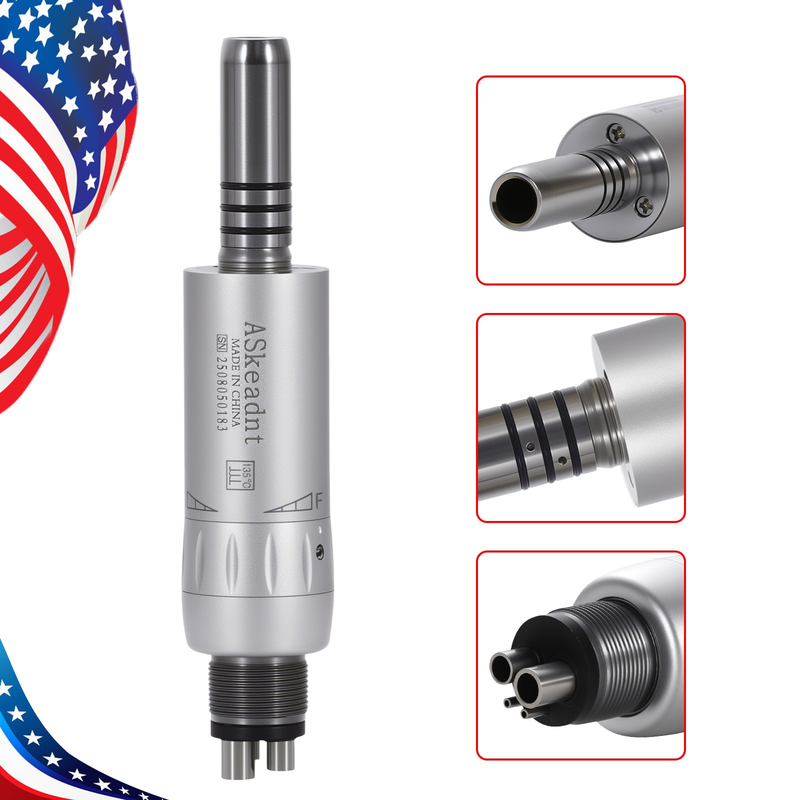 ASKEADNT Dental Slow Low Speed Air Motor Handpiece Inner Water Spray 4Holes