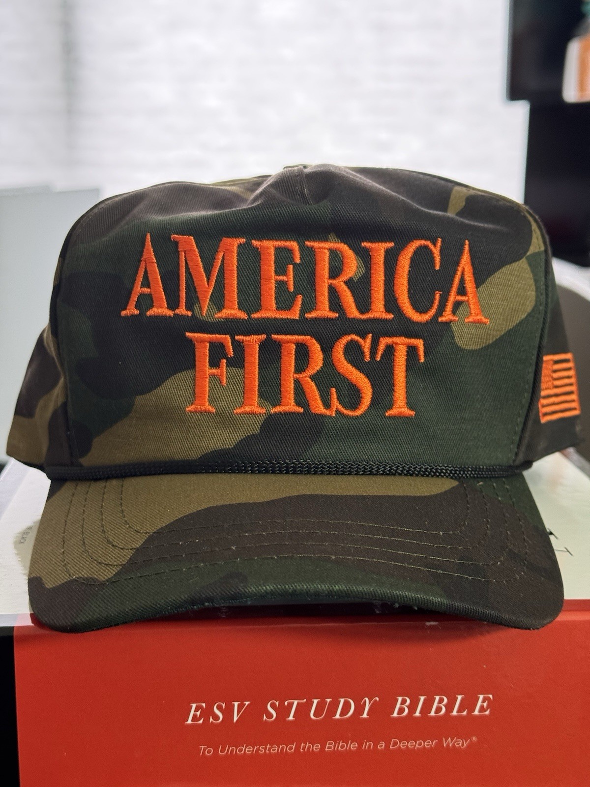 OFFICIAL AMERICA FIRST NJF 2025 Fuentes Store Hat Embroidered - Camo Clavicular
