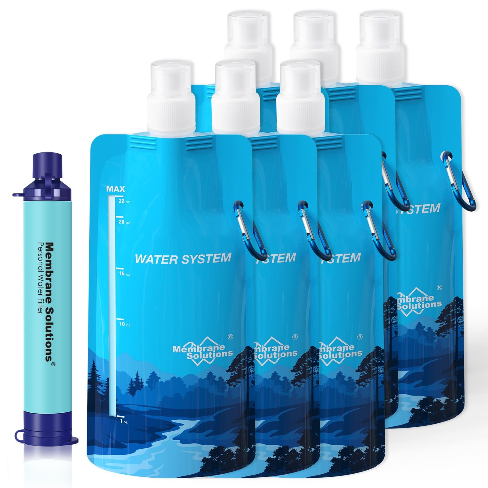 Membrane Solutions Water Filter Squeezable System Purifier Survival Camping