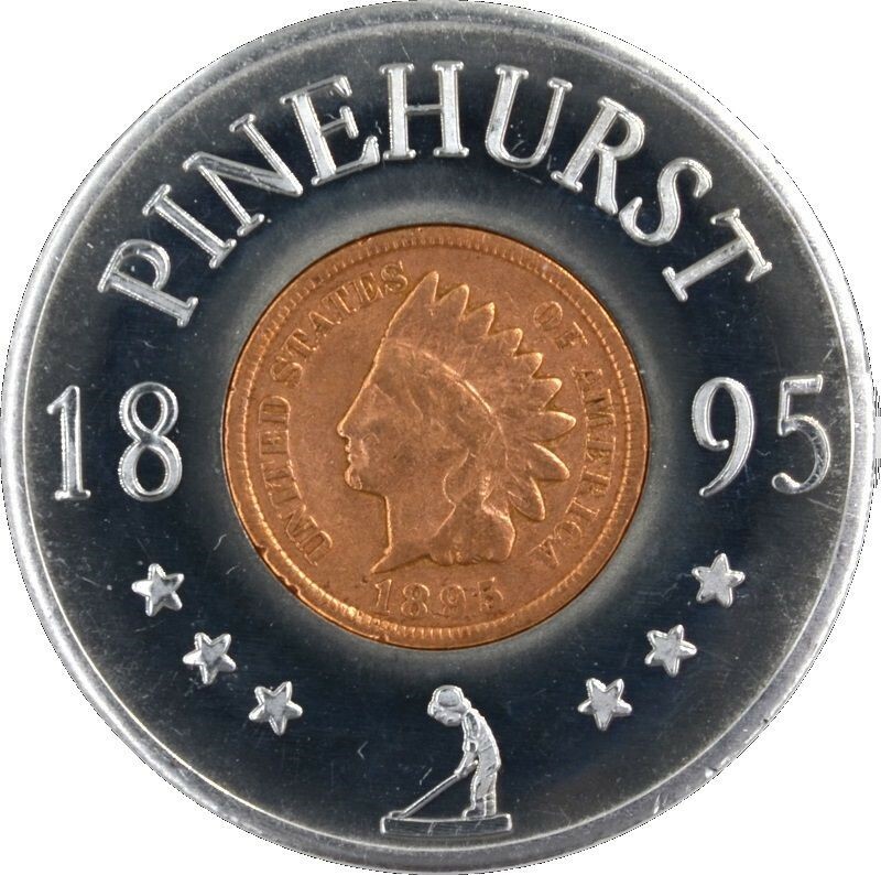 PINEHURST (1895) Large GOLF BALL MARKER w/Indian Head Cent